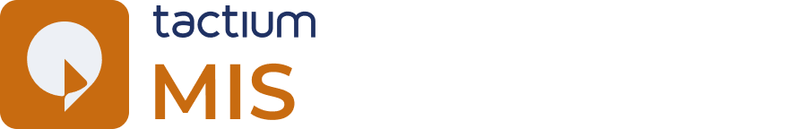 Logotipo laranja do add-on Tactium MIS, ferramenta voltada para a centralização de dados de canais em uma base única de inteligência.