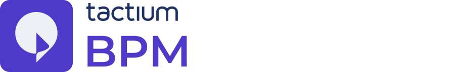 Logotipo roxo do add-on Tactium BPM, solução focada na criação de regras automatizadas e automação de processos de negócio.