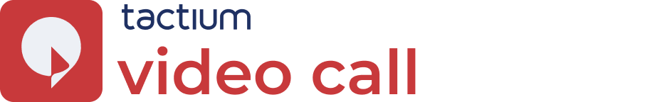 Logotipo vermelho do add-on Tactium Video Call, solução que transforma o site da empresa em um canal de comunicação em vídeo pela internet.
