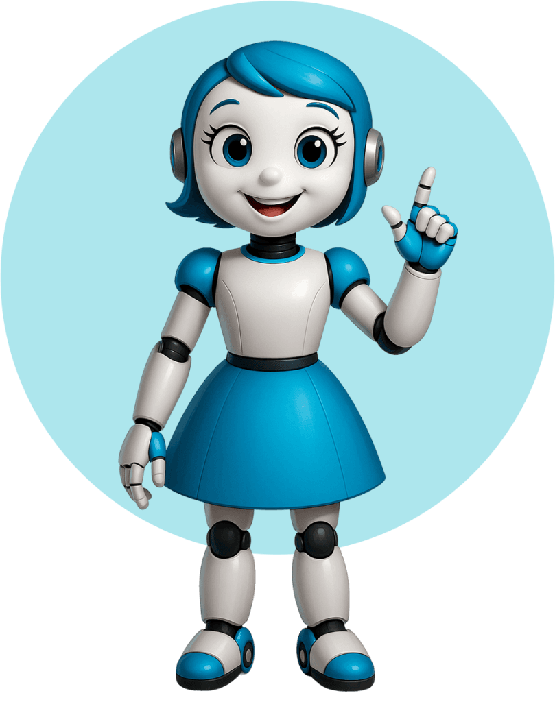 Mascote 3D da Tactium apontando para as soluções do módulo Voice, com destaque para a automação de contatos e o uso de discadores preditivos para otimização de campanhas telefônicas.
