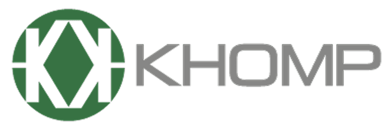 Logotipo da Khomp, sistema integrado ao Tactium focada em hardwares e soluções robustas de telecomunicação